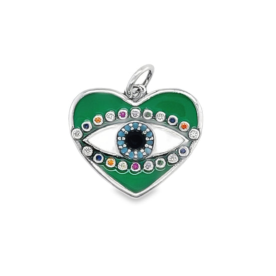 D1195 Colgante de ojo de corazón verde