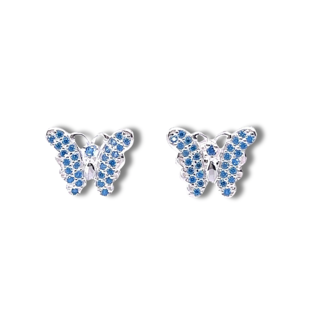 A140 Light Blue Butterfly Post Earrings