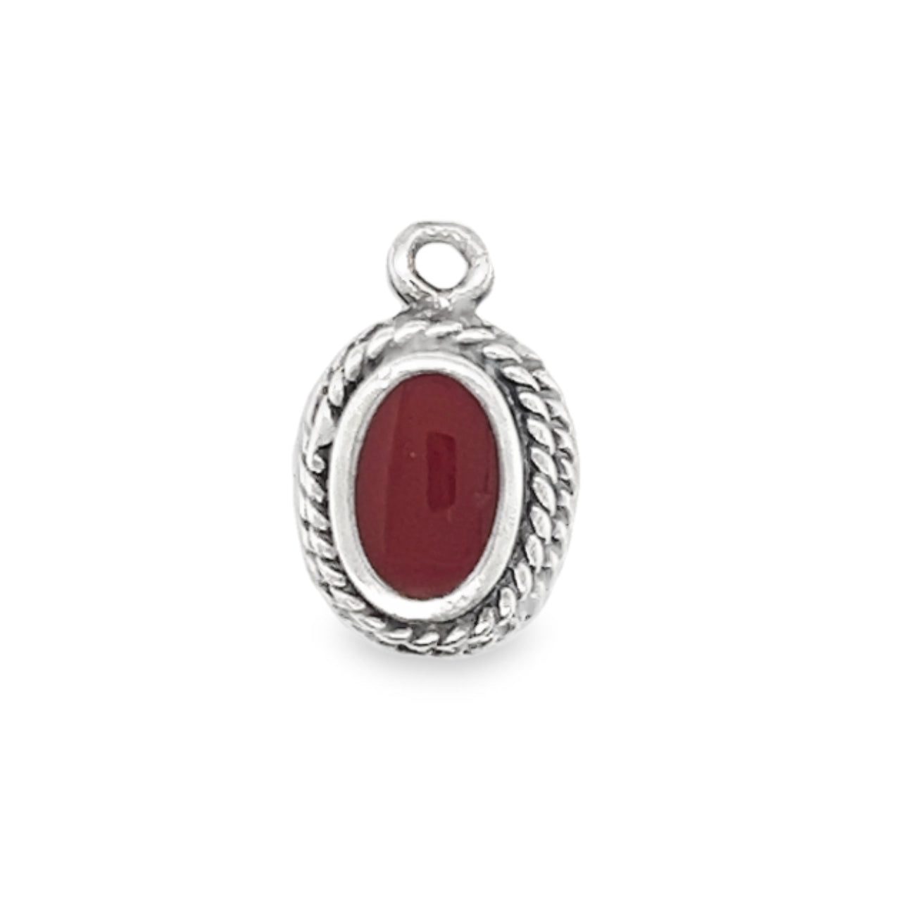 D665 Red Coral Oval Pendant