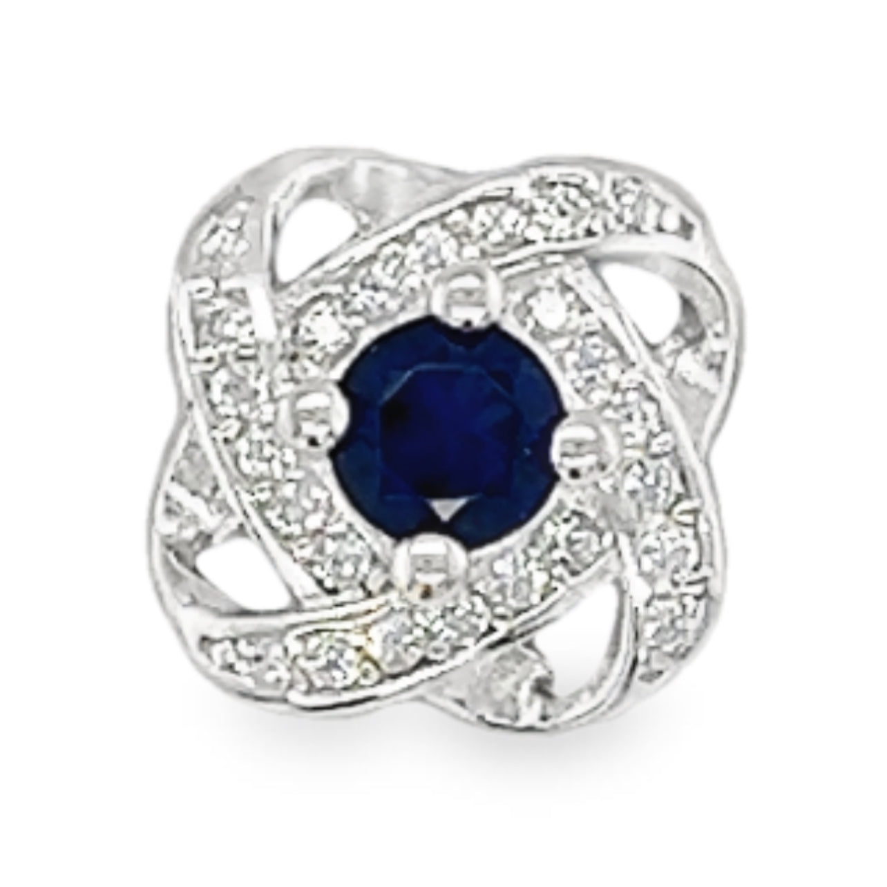 D424 Dark Blue Loop CZ Pave Pendant