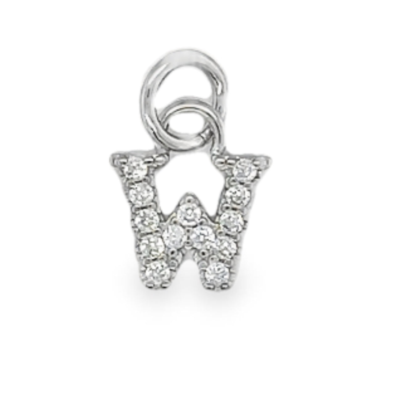 D788 Letter W CZ Pave Pendant