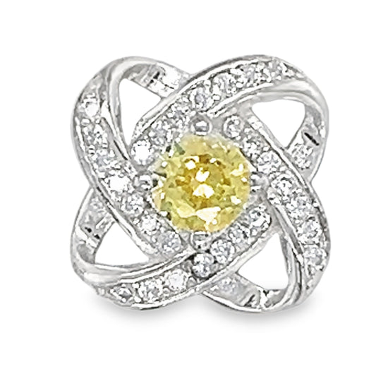 D421 Yellow Loop CZ Pave Pendant