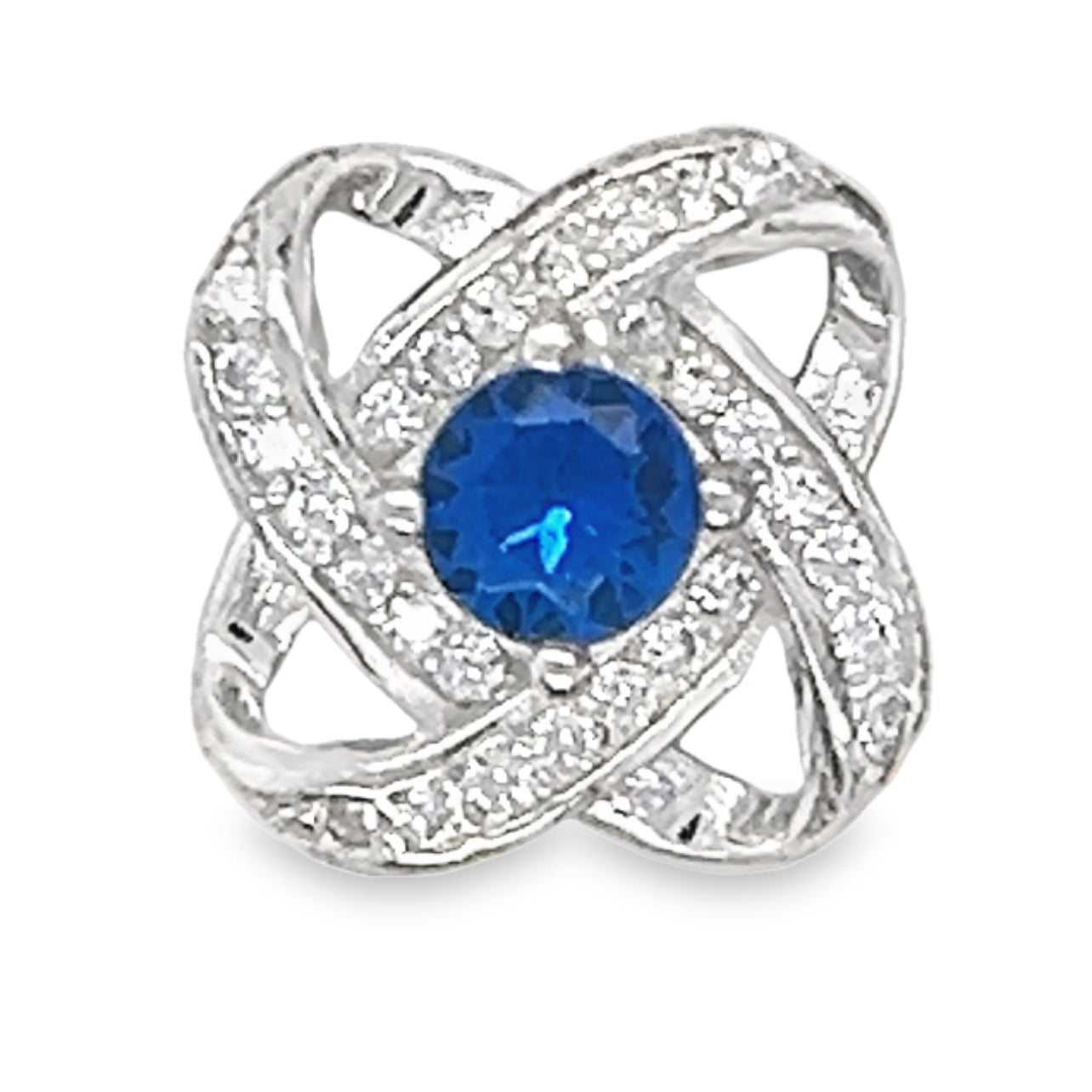 D428 Blue Loop CZ Pave Pendant