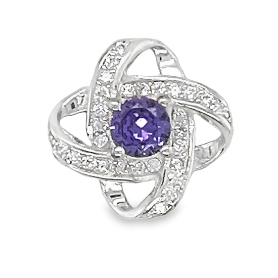 D430 Purple Loop CZ Pave Pendant