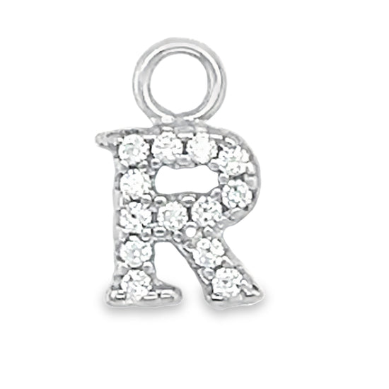 D785 Letter R CZ Pave Pendant