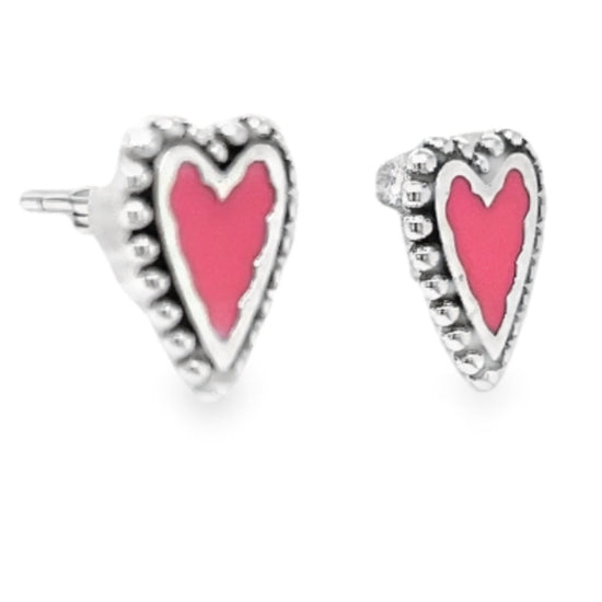 A526 Pink Heart Errings