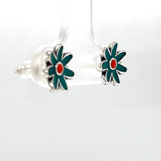 A823 Pendientes Mini Flor Turquesa