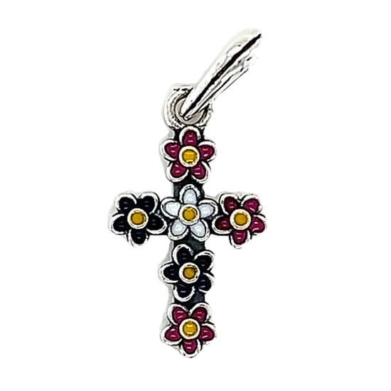 D1872 Color Flower Cross Pendant