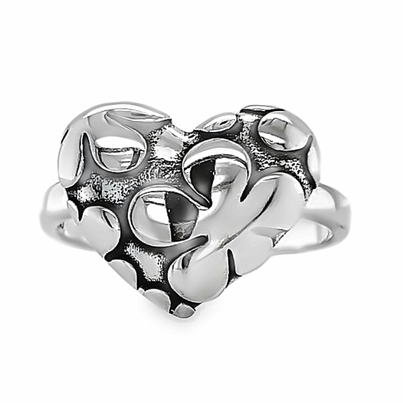 R835 Anillo Corazón con Flores