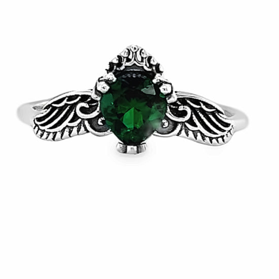 R9047 Anillo ala corazón verde