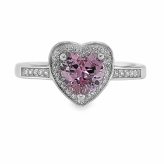 R873 Anillo Corazón Piedra Rosa