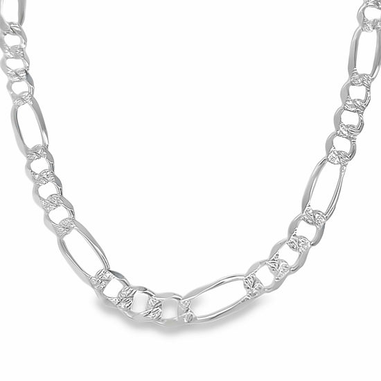 CA320 Collar de cadena Figaro con talla de diamante de 6,5 mm