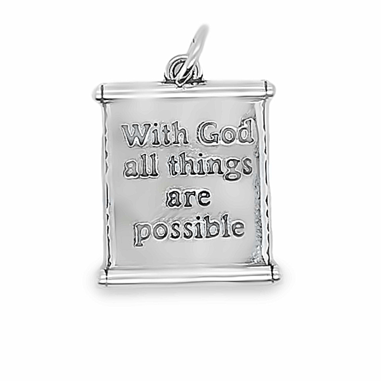 D1567 Scroll With God All Things Are Possible Pendant