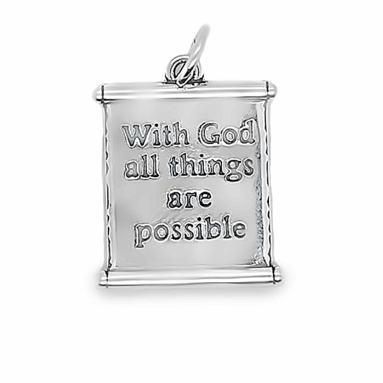 D1567 Scroll With God All Things Are Possible Pendant