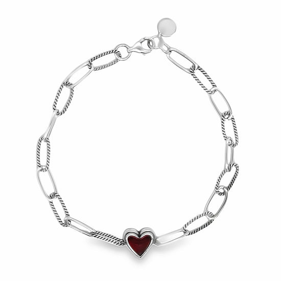 M424 Pulsera con clip de corazón rojo