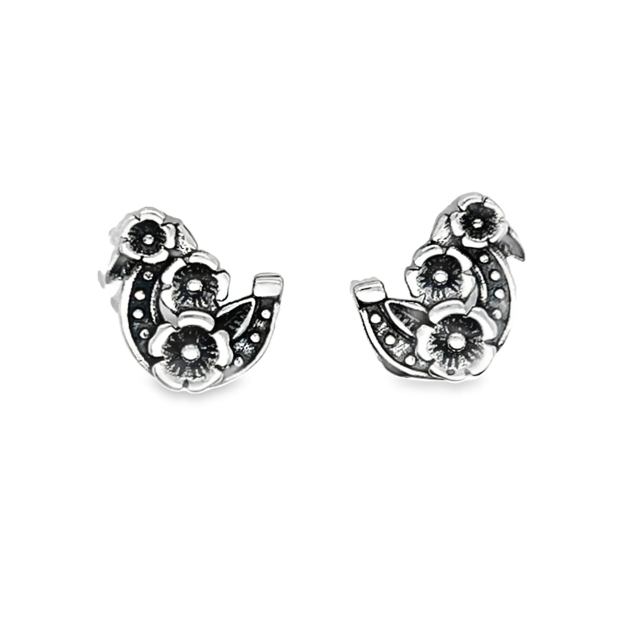 A837 Horseshoe With Flowers Earrings