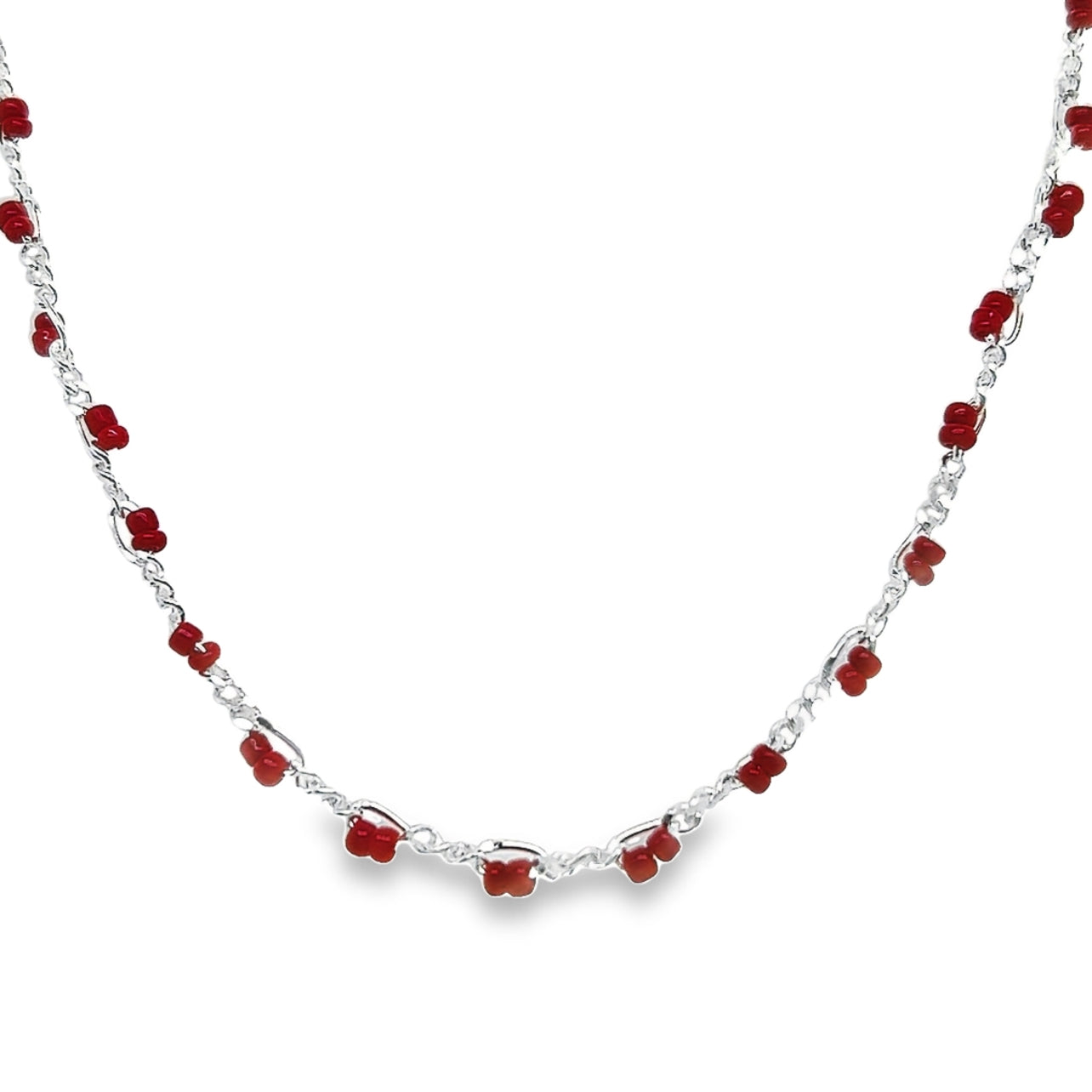 CA194 Red Beaded Necklace 18 inch