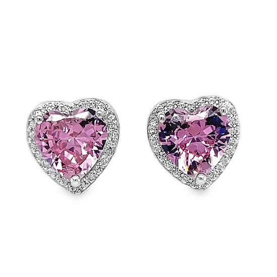 A857 Big Pink Heart Post Earrings