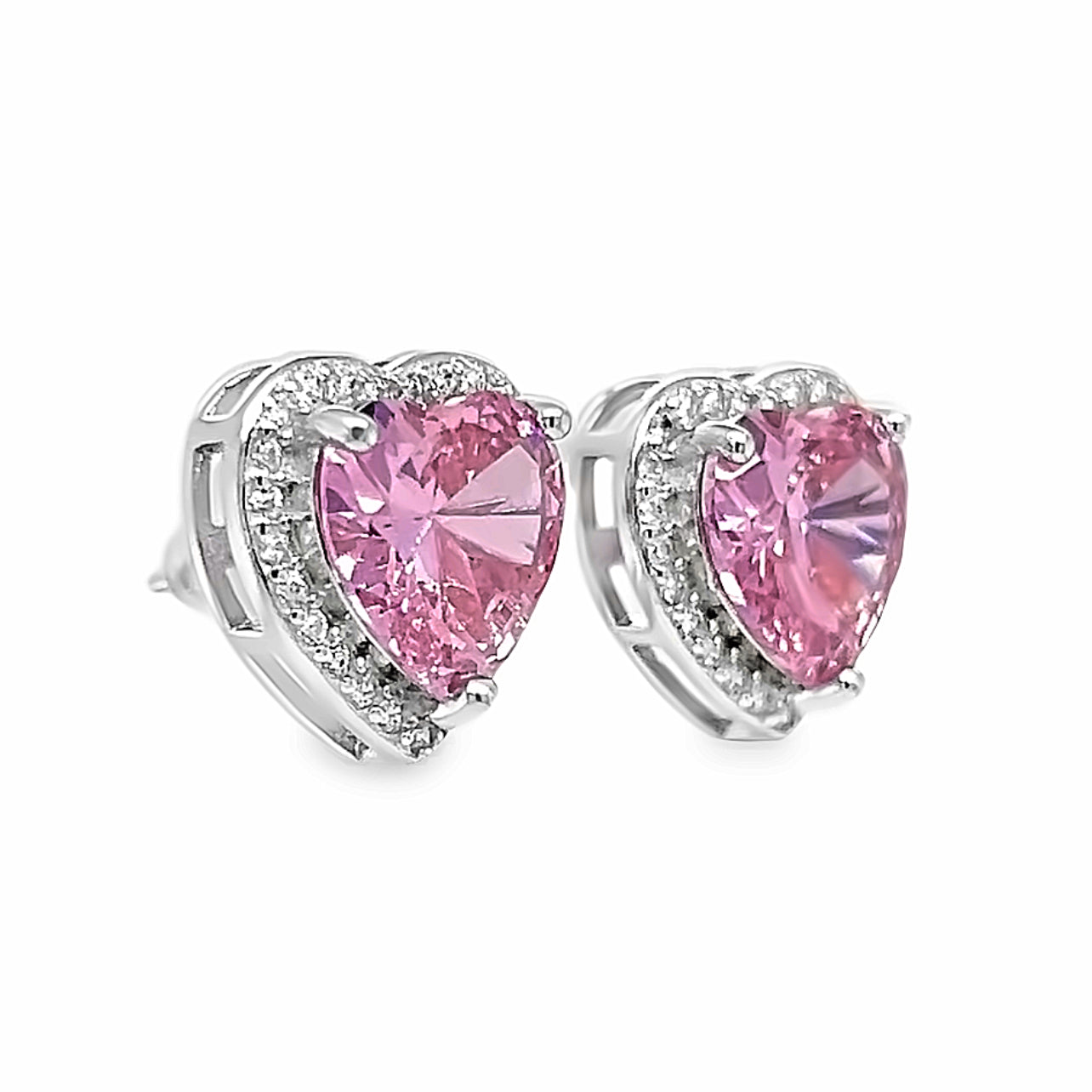 A857 Big Pink Heart Post Earrings