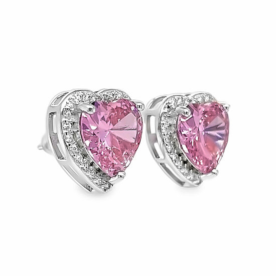 A857 Pendientes con forma de corazón rosa grande