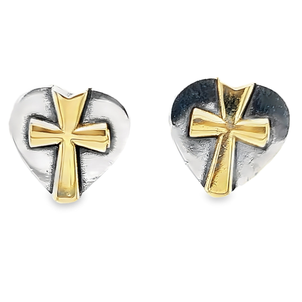 Pendientes Corazón Cruz Oro A861