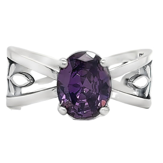 R913 Vine Band Purple Stone Ring