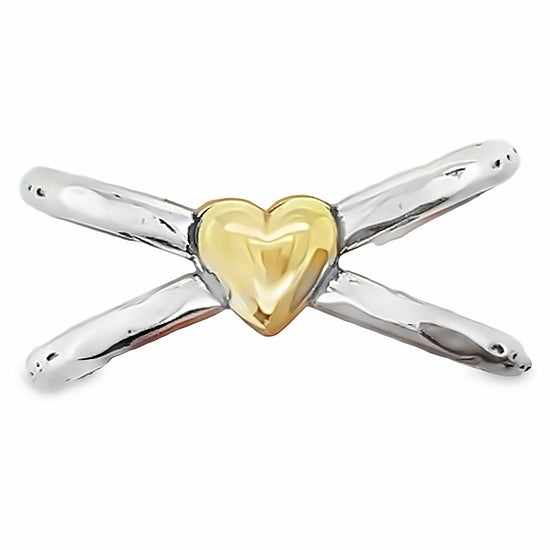 R887 Anillo Corazón Cruzado