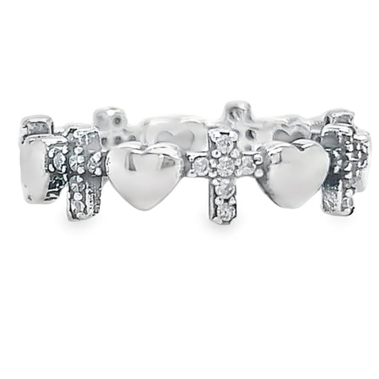 R939 Cross with Heart Ring