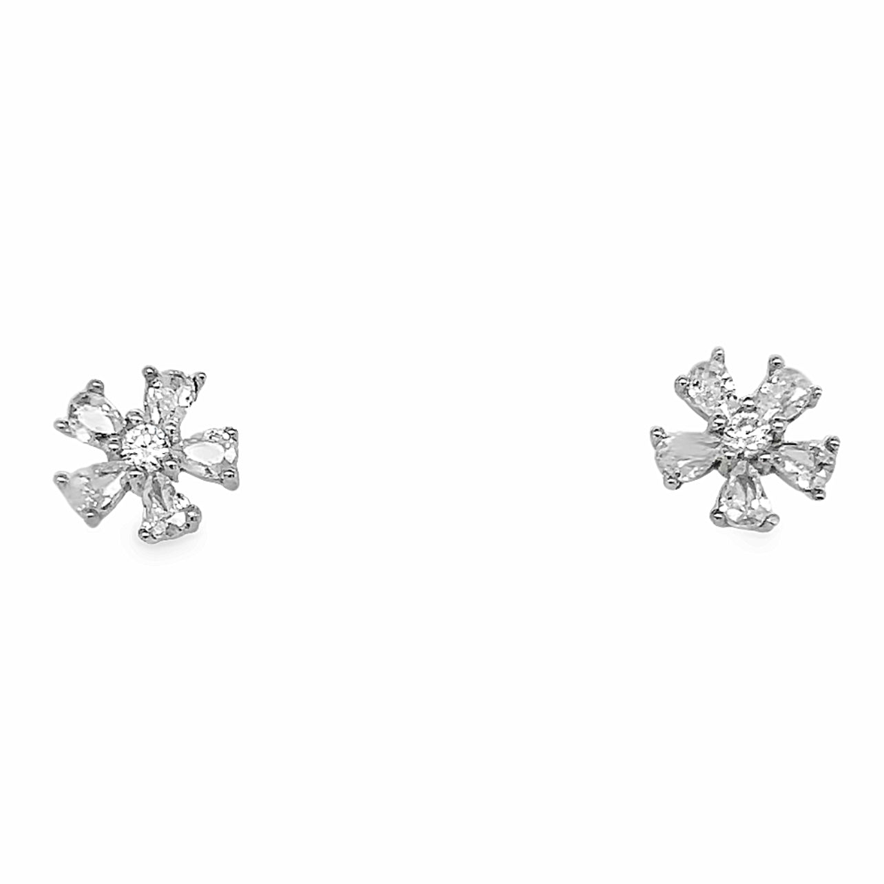 A504 Flower CZ Post Earrings