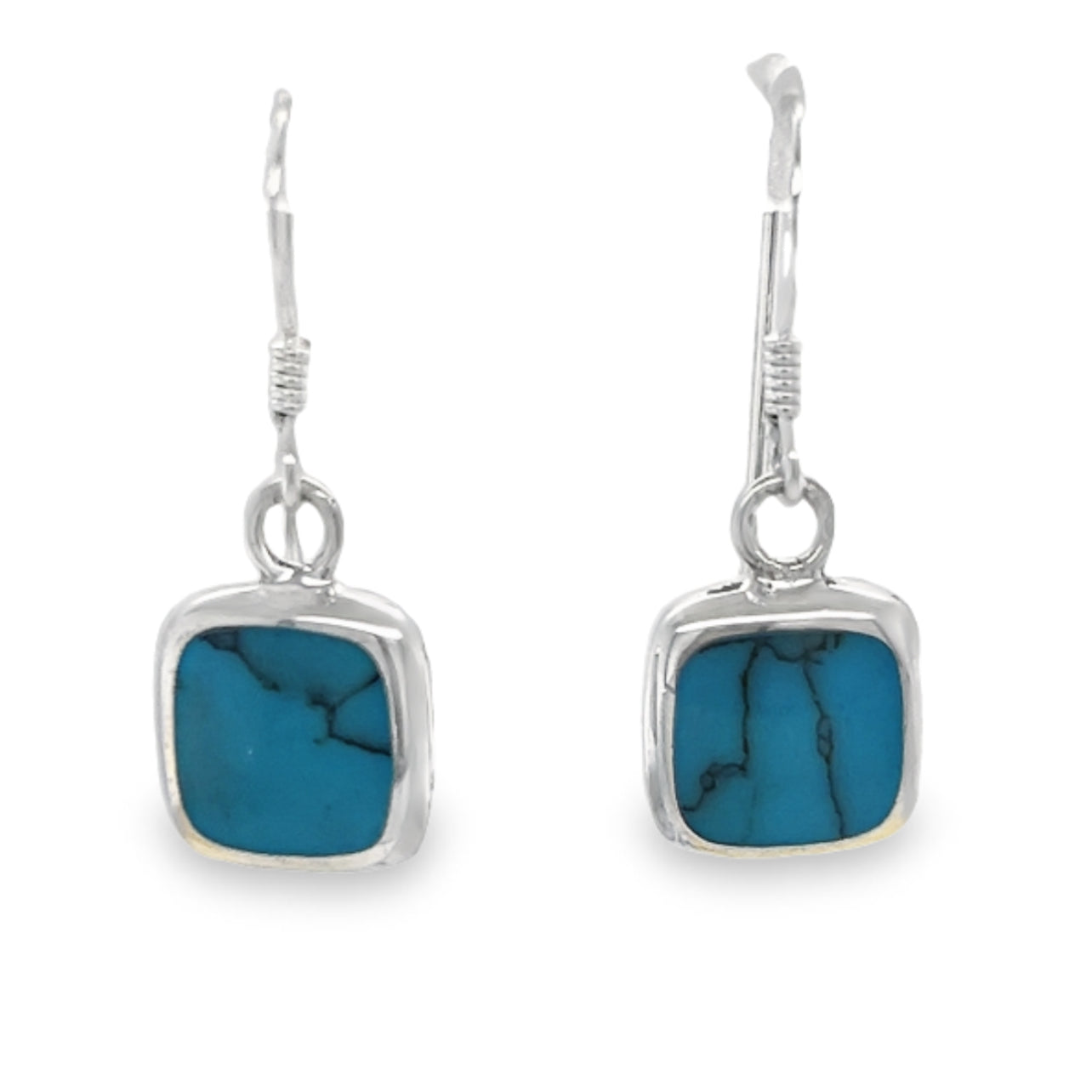 P255 Pendientes Gancho Piedra Cuadrada Azul