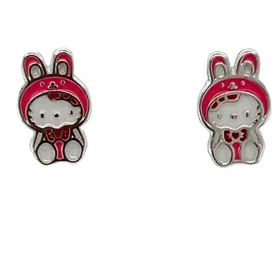 A864 Kitty Bunny Post Earrings (Safety Screw Backs)