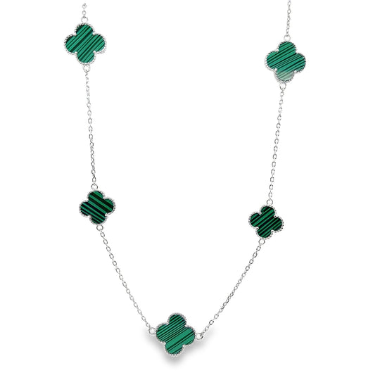 CA175 Green Flower Necklaces 7 Green Clovers