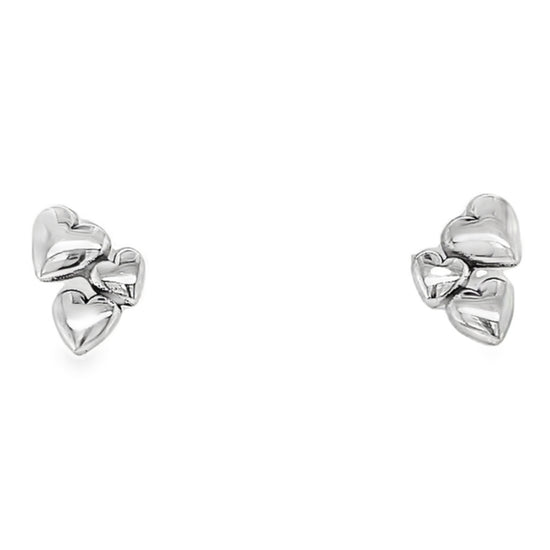 A843 Three Hearts Post Earrings