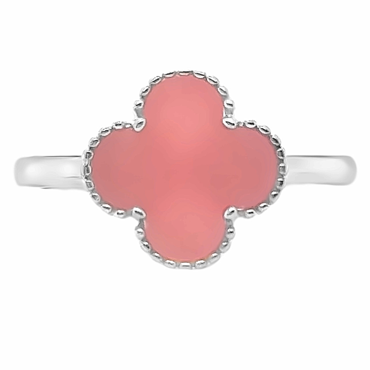 Anillo de trébol con flor rosa R971