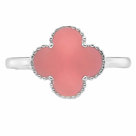 Anillo de trébol con flor rosa R971