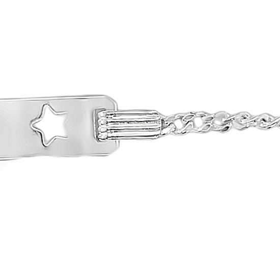 M482 Brazalete de identificación para bebé con cadena curva perforada y estrella