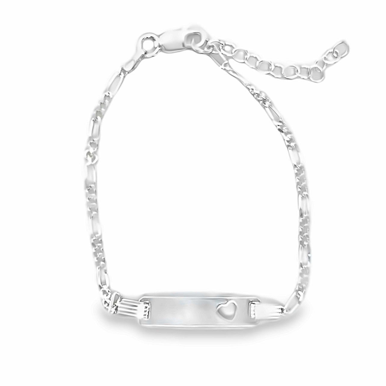 M484 Heart Pierce On Curb Chain Baby ID Bracelet