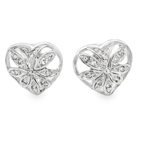 A914 Heart With Flower Earrings