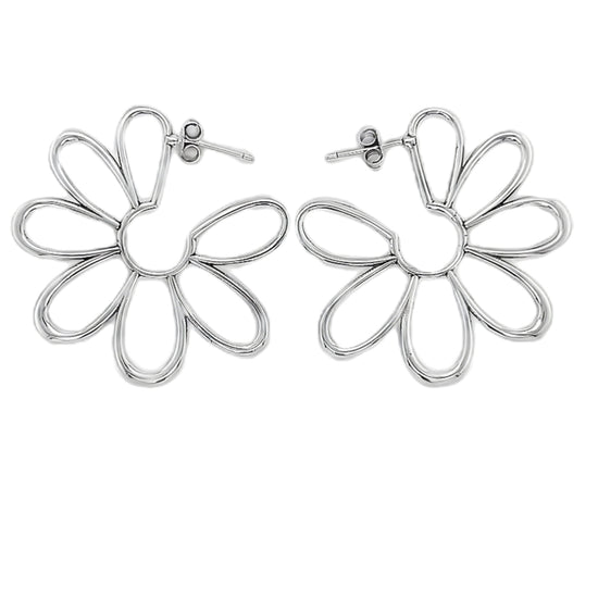 A867 Flower Hoop Post Earrings