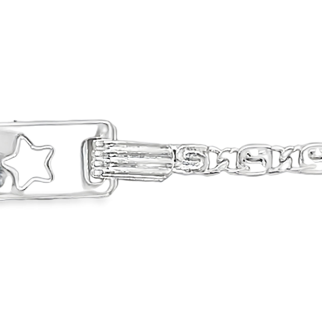 M487 Star Pierce en elegante pulsera de identificación para bebé con cadena