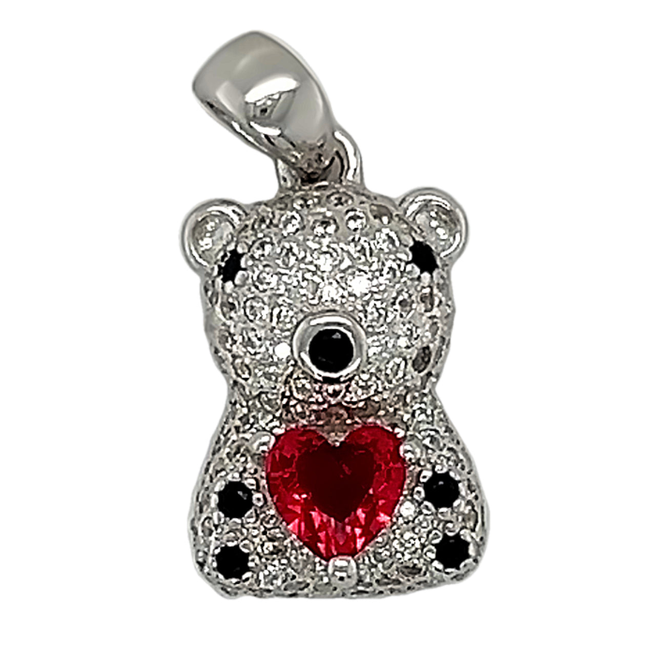 D2120 Colgante de oso con corazón rojo