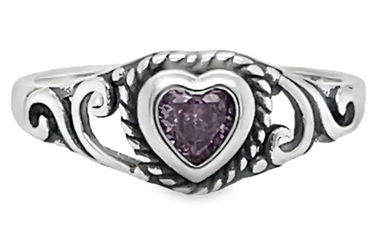 Anillo vintage de corazón rosa RK4