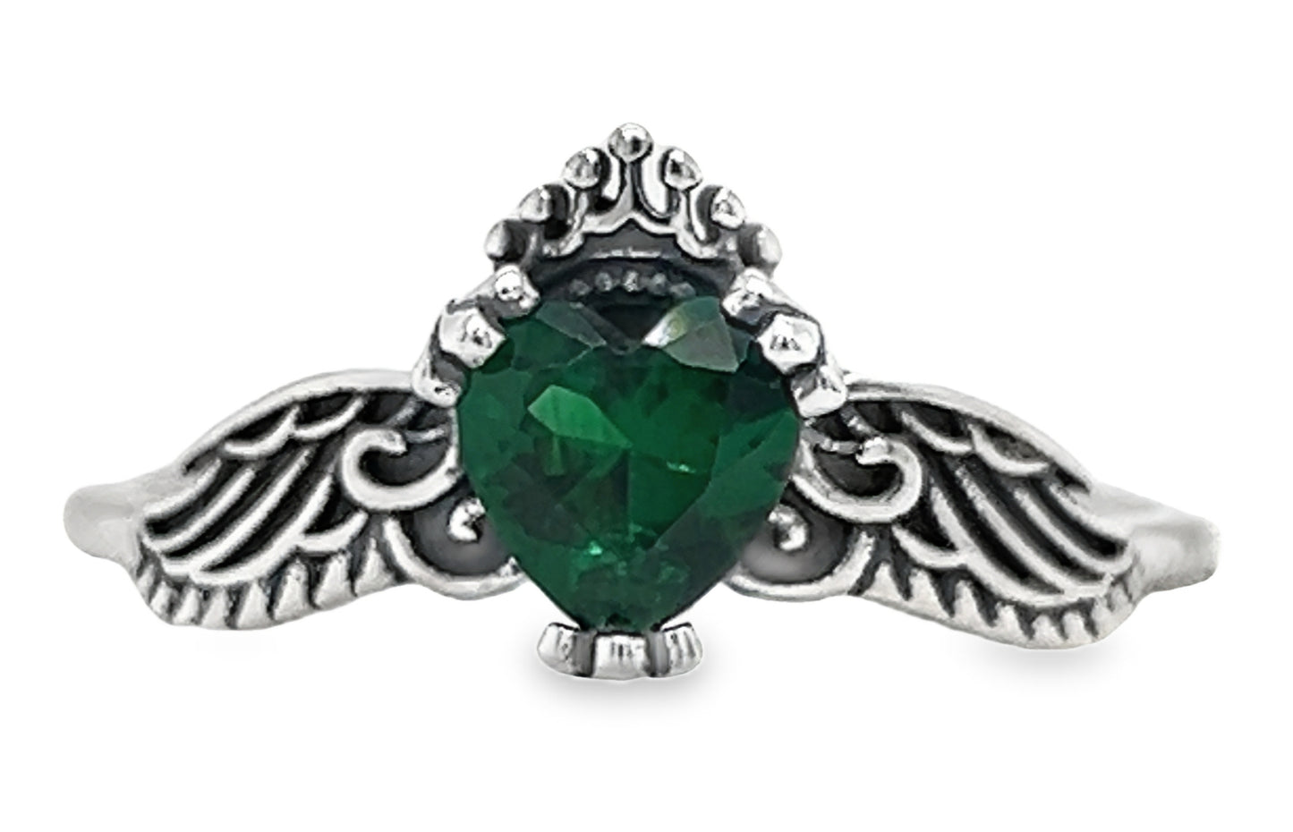 R9047 Anillo ala corazón verde