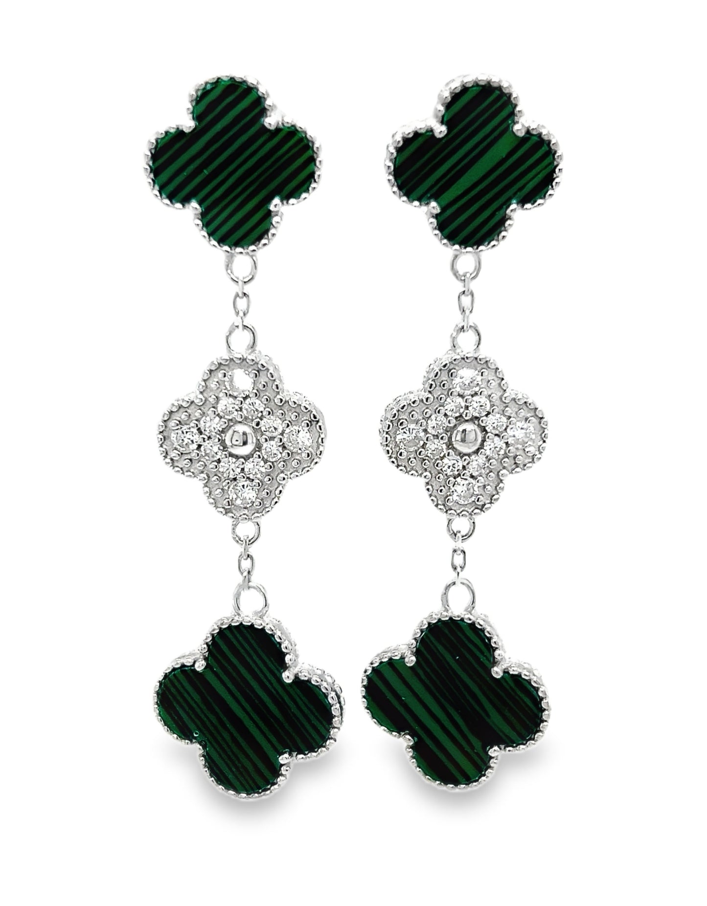 P448 Green Flower Earring