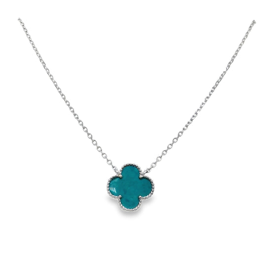 CA559 Light Blue Clover Necklace