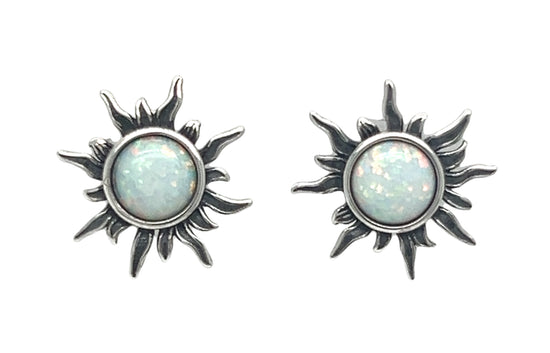 A885 White Opal Sun Earrings