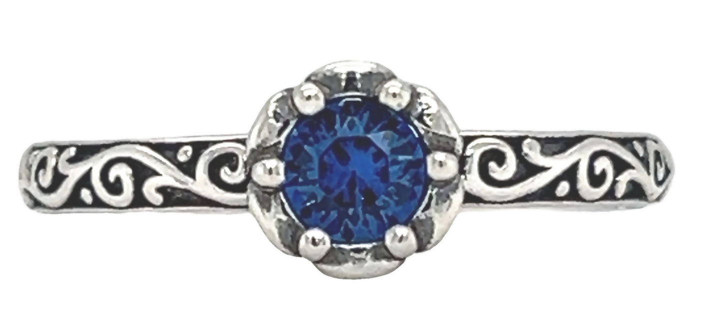 Anillo de piedra azul claro R1001