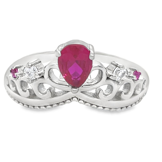 R180 Crown Pink CZ Ring