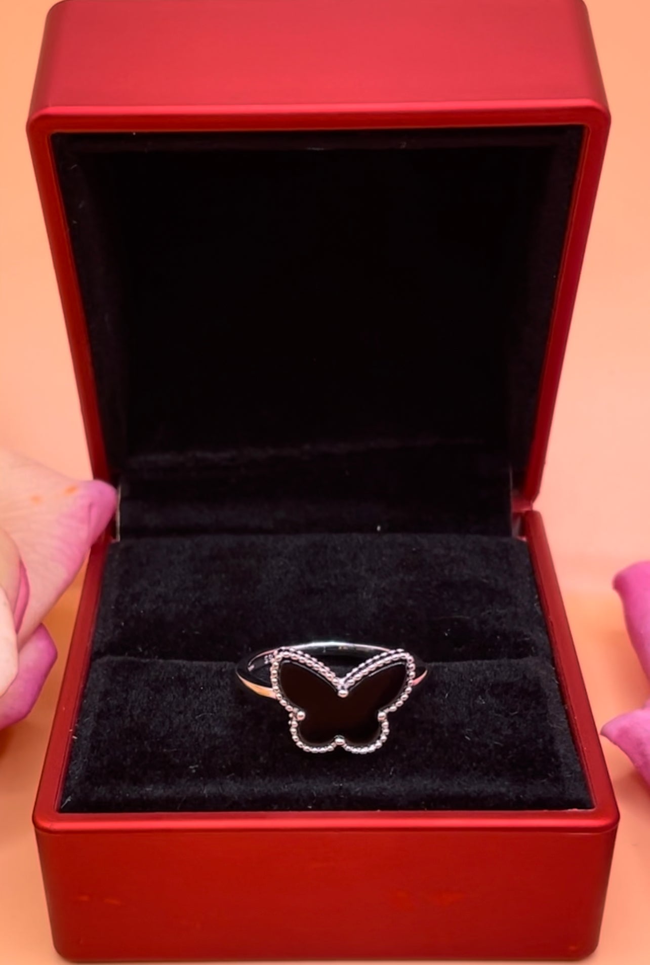 R9051 Anillo Mariposa Negro