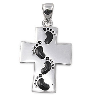 D1579 Footsteps Cross Pendant